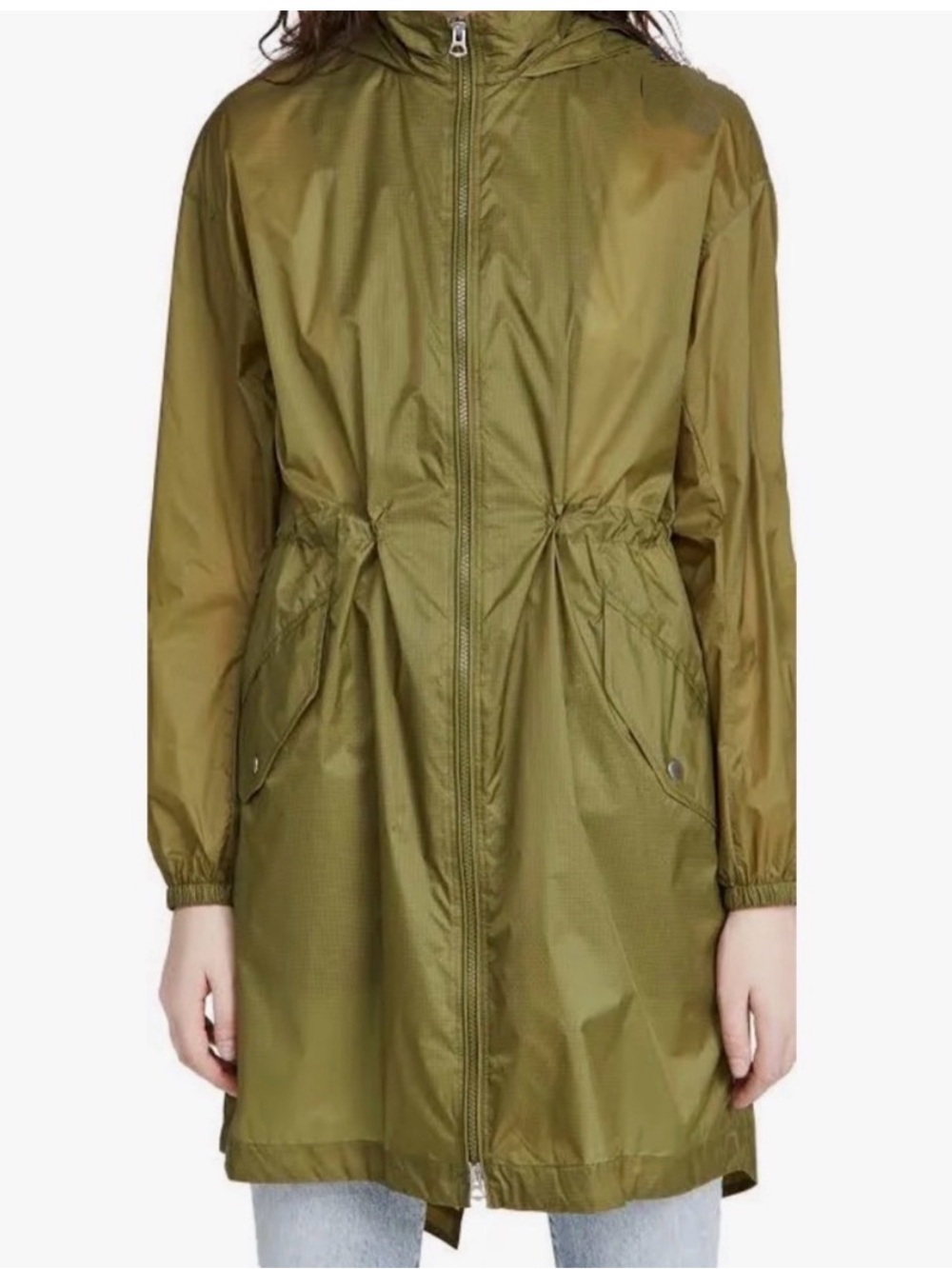 rag & bone Olive Green Hooded Trench Raincoat